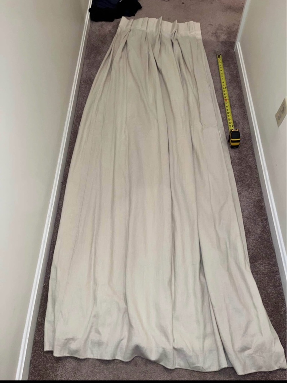 Custom Pinch Pleat Linen Curtain Panels. Beige . (4) panels-dimensions in photos